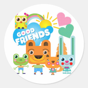 Animals Good Friends Classic Round Sticker