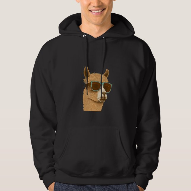Animals Graphic  Alpaca Wearing Sunglasses 2 Hoodie (Front)