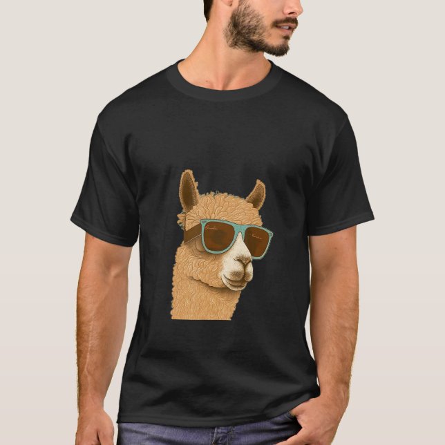 Animals Graphic  Alpaca Wearing Sunglasses 2 T-Shirt (Front)