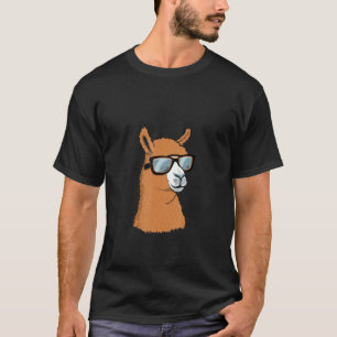 Animals Graphic Alpaca Wearing Sunglasses T-Shirt
