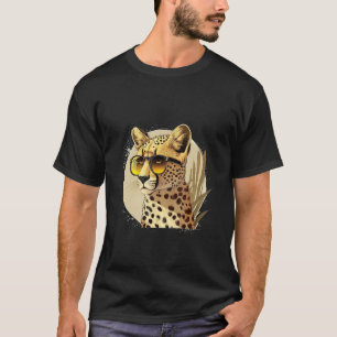 Animals Graphic Cheetah Wearing Sunglasses T-Shirt