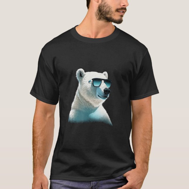 Animals Graphic  Polar Bear Wearing Sunglasses T-Shirt (Front)