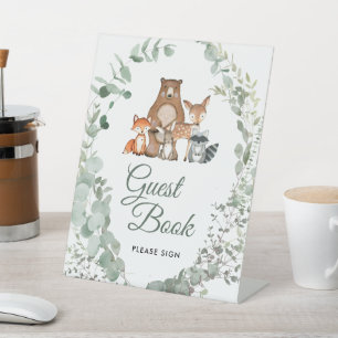 Animals Greenery Baby Shower Guest Book Sign