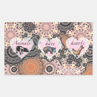 Animals have hearts rectangular sticker