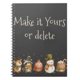Animals Hot Cocoa Holiday Christmas Gift Notebook