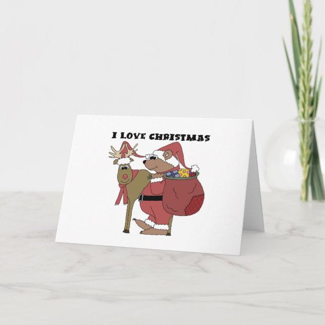 Animals I Love Christmas Tshirts and Gifts Holiday Card (Front)