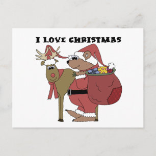 Animals I Love Christmas Tshirts and Gifts Holiday Postcard