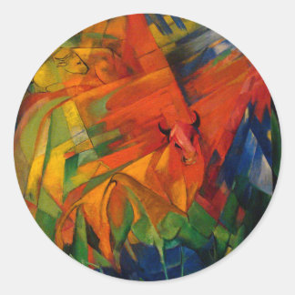 Animals in a Landscape by Franz Marc Classic Round Sticker