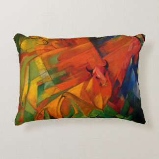 Animals in a Landscape by Franz Marc Decorative Cushion