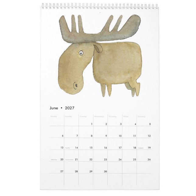 Animals in a Square Calendar (Jun 2027)