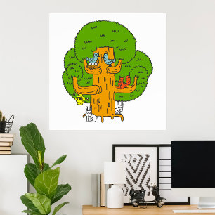 Animals In A Tree Poster