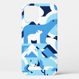Animals in Arctical, Polar - abstract pattern, sea iPhone 12 Case