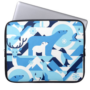 Animals in Arctical, Polar - abstract pattern, sea Laptop Sleeve
