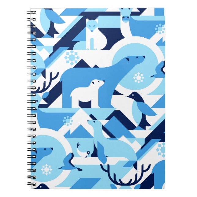 Animals in Arctical, Polar - abstract pattern, sea Notebook (Front)