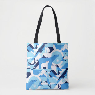 Animals in Arctical, Polar - abstract pattern, sea Tote Bag
