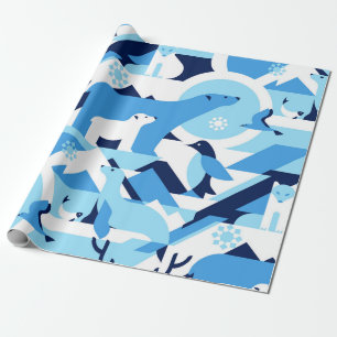 Animals in Arctical, Polar - abstract pattern, sea Wrapping Paper