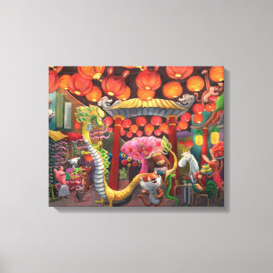 Animals in China Town Canvas Print