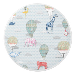Animals in Hot Air Balloons Ceramic Knob