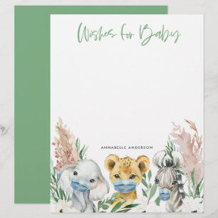 Animals in mask gender neutral wishes for baby custom letterhead