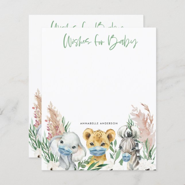 Animals in mask gender neutral wishes for baby let (Front/Back)