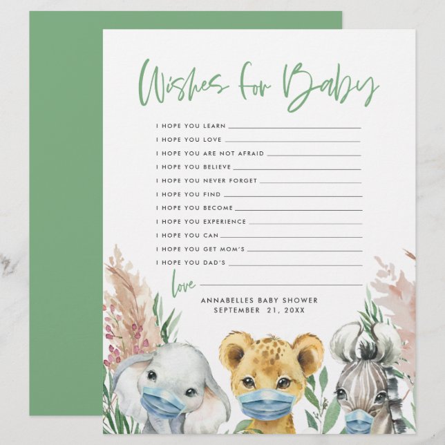 Animals in mask gender neutral wishes for baby let custom letterhead (Front/Back)