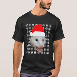 Animals In Santa Hats Road Kill Opossum For Christ T-Shirt
