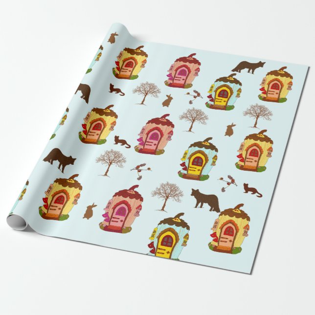 Animals in the forest kid's pattern Wrapping Paper (Unrolled)