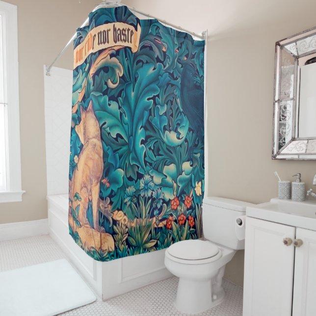 Animals in The Forest, William Morris Shower Curtain (In Situ)