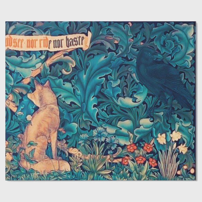 Animals in The Forest, William Morris Wrapping Pap Paper (Flat)