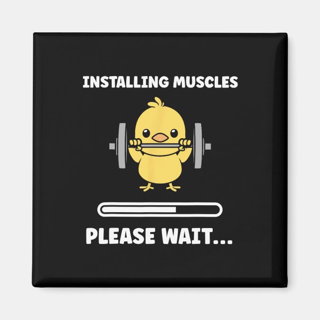 Animals Installing Muscles Fitness Bodybuilding Ch Magnet (Front)