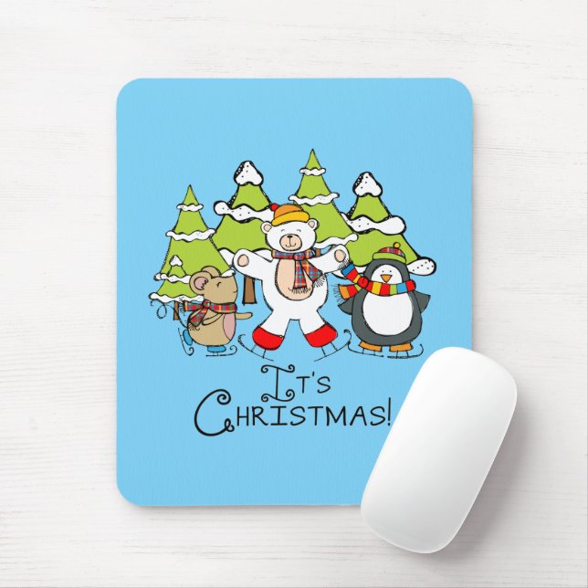 Animals It's Christmas Mouse Mat (With Mouse)