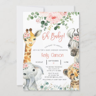 Animals Jungle Safari Oh Baby Shower Invitation