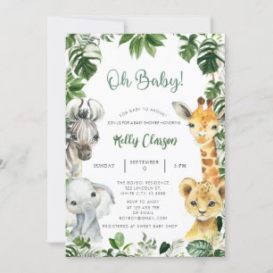 Animals Jungle Safari Oh Boy Baby Shower Invitation