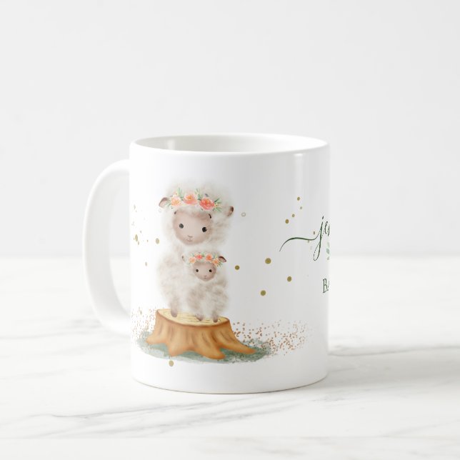Animals Lamb Sheep Family Baby Girl Coffee Mug (Front Left)