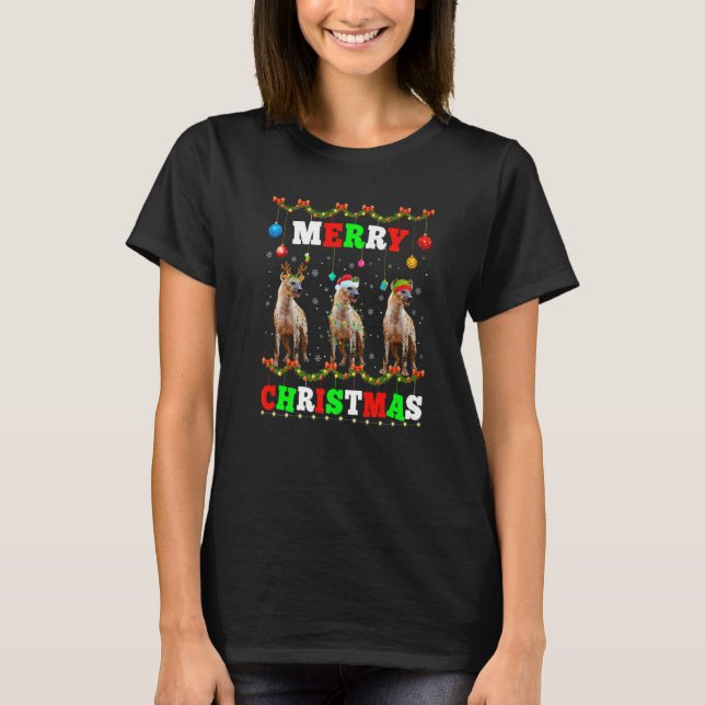 Animals Lights Merry Christmas Santa Hyena T-Shirt (Front)