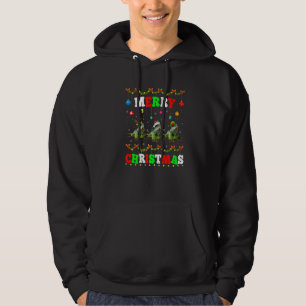 Animals Lights Merry Christmas Santa Iguana Hoodie