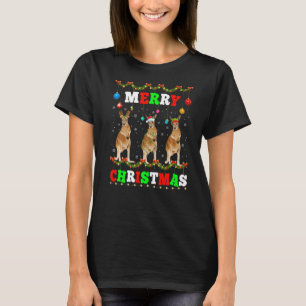 Animals Lights Merry Christmas Santa Kangaroo T-Shirt