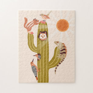 Animals living in a cactus kids jigsaw Puzzle