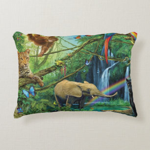 Animals living together throw pillow