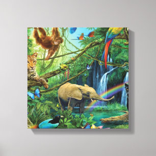 Animals living together throw pillow canvas print