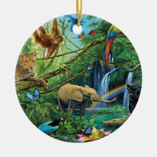 Animals living together throw pillow ceramic tree decoration (Front)