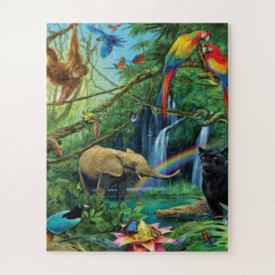 Animals living together throw pillow jigsaw puzzle