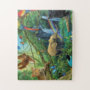 Animals living together throw pillow jigsaw puzzle