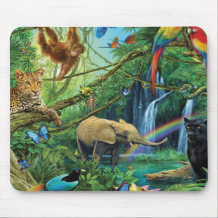 Animals living together throw pillow mouse mat