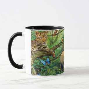 Animals living together throw pillow mug