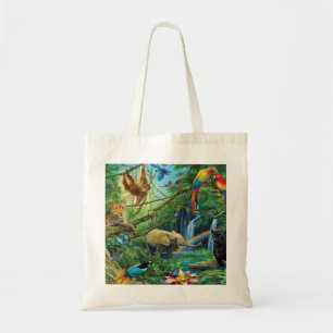 Animals living together throw pillow tote bag