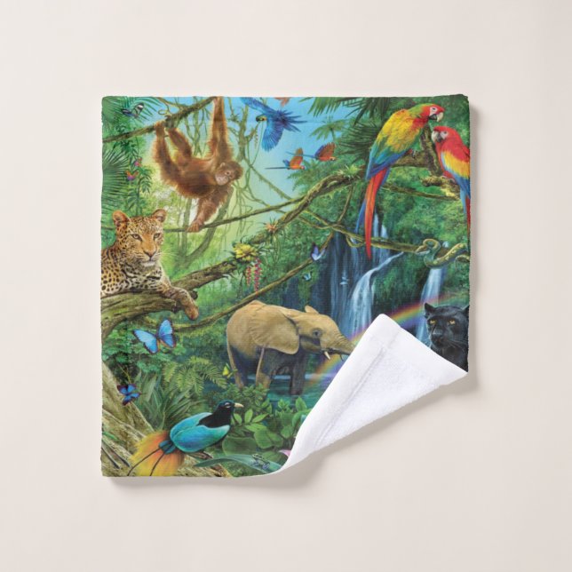 Animals living together throw pillow wash cloth (Wash Cloth)