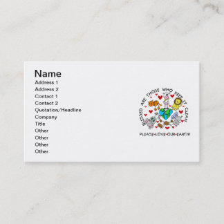 Animals Love the Earth T-shirts and GIfts Business Card