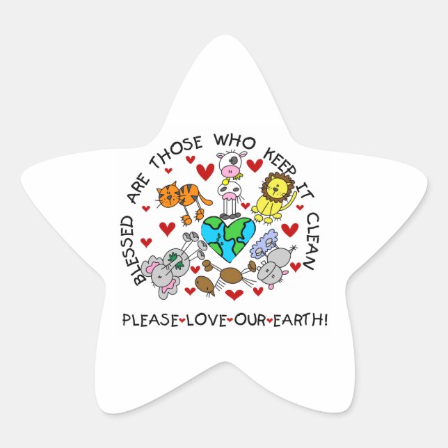 Animals Love the Earth T-shirts and GIfts Star Sticker (Front)