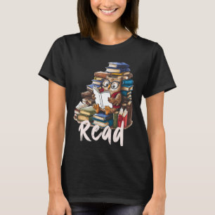 Animals Lover Owl Reading Book Librarian Across Am T-Shirt